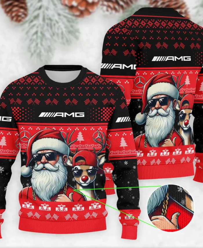 Badass Santa Reindeer Mercedes Formula 1 - Ugly Sweater BLVAF1220925A23MER