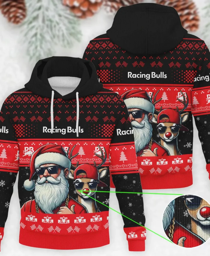 Badass Santa Reindeer Racing Bulls Formula 1 - Knitted Hoodie BLVAF12209250A23RAC