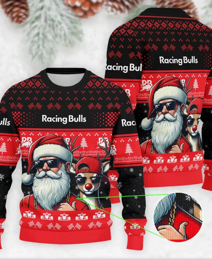 Badass Santa Reindeer Racing Bulls Formula 1 - Ugly Sweater BLVAF1220925A23RAC