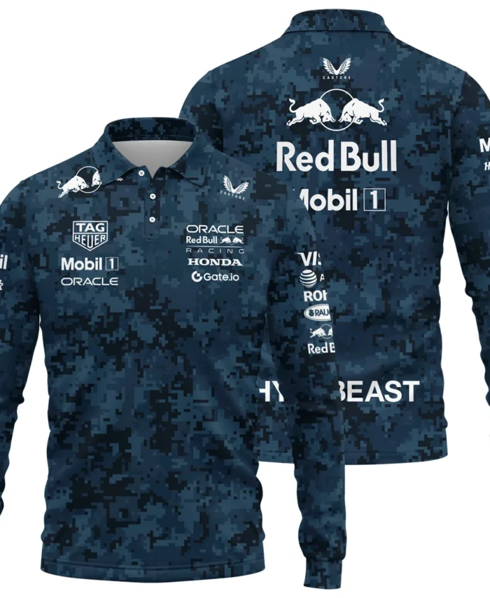 Camo Pattern Red Bull Racing x Hypebeast Replica Long Polo Shirt BLRBR11025A1LPL