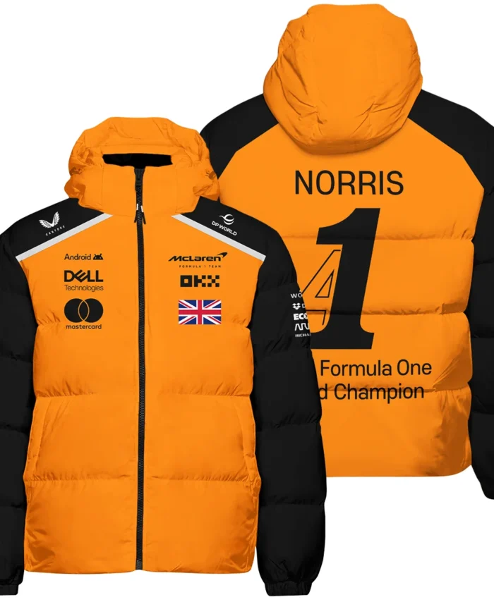 Champion From #4 to #1 Lando Norris McLaren F1 Team Down & Puffer Jackets BLNRWDCA1HCJ