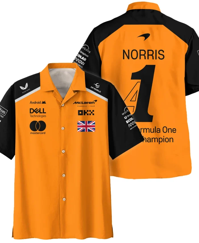 Champion From #4 to #1 Lando Norris McLaren F1 Team Hawaiian Shirt BLNRWDCA1HW
