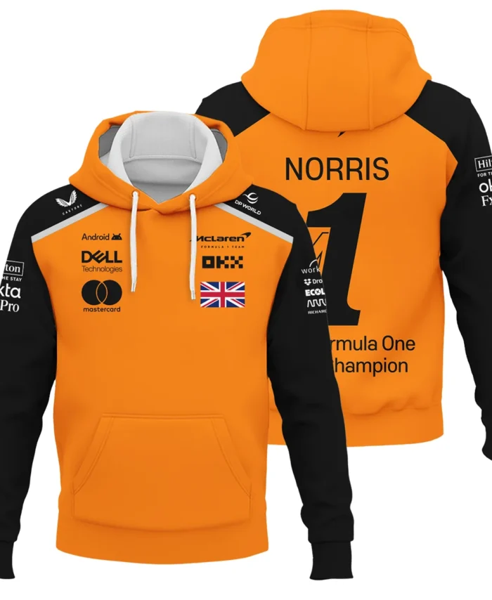 Champion From #4 to #1 Lando Norris McLaren F1 Team Hoodie BLNRWDCA1HD