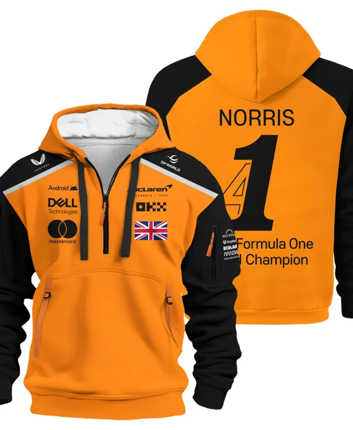 Champion From #4 to #1 Lando Norris McLaren F1 Team Hoodie Half Zip BLNRWDCA1HDF