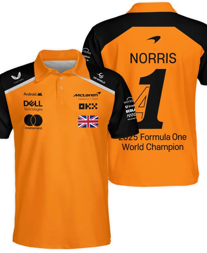 Champion From #4 to #1 Lando Norris McLaren F1 Team Polo Shirt BLNRWDCA1PL