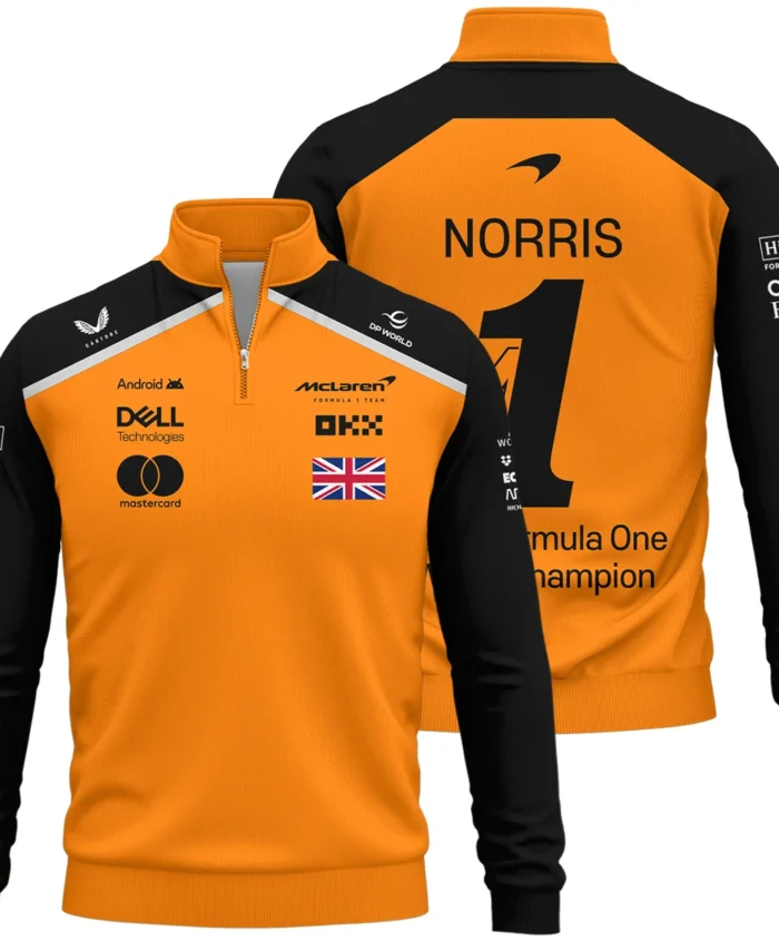 Champion From #4 to #1 Lando Norris McLaren F1 Team Quarter-Zip Sweatshirt BLNRWDCA1QZS