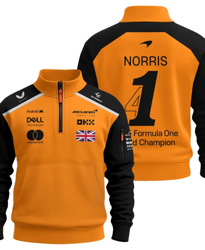 Champion From #4 to #1 Lando Norris McLaren F1 Team Sweatshirt Zipper BLNRWDCA1SHZ