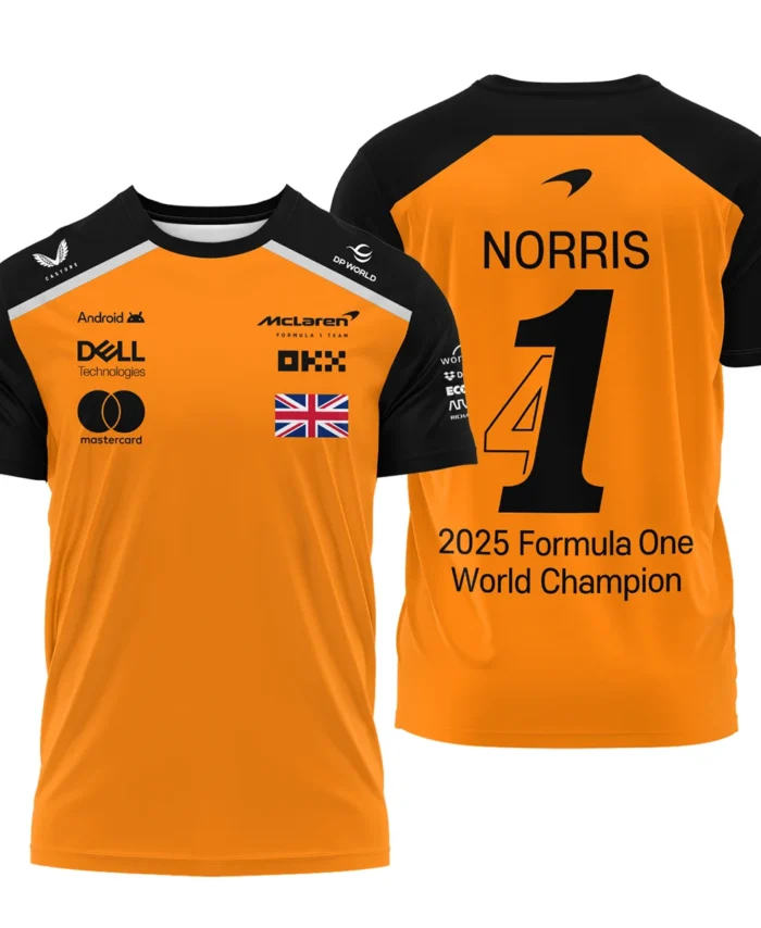 Champion From #4 to #1 Lando Norris McLaren F1 Team T-Shirt BLNRWDCA1TS