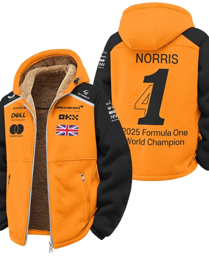 Champion From #4 to #1 Lando Norris McLaren F1 Team Winter Fleece Jacket BLNRWDCA1WFJ