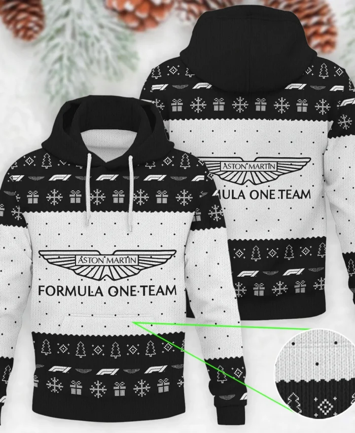 Christmas Pattern Aston Martin Formula 1 - Knitted Hoodie BLVAF12209250A1AM