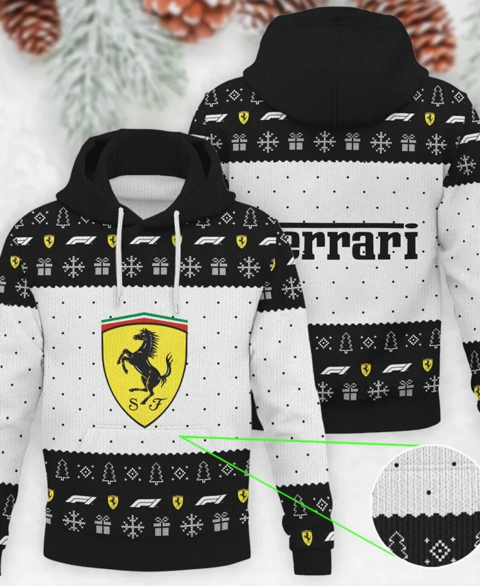 Christmas Pattern Ferrari Formula 1 - Knitted Hoodie BLVAF12209250A1FRR