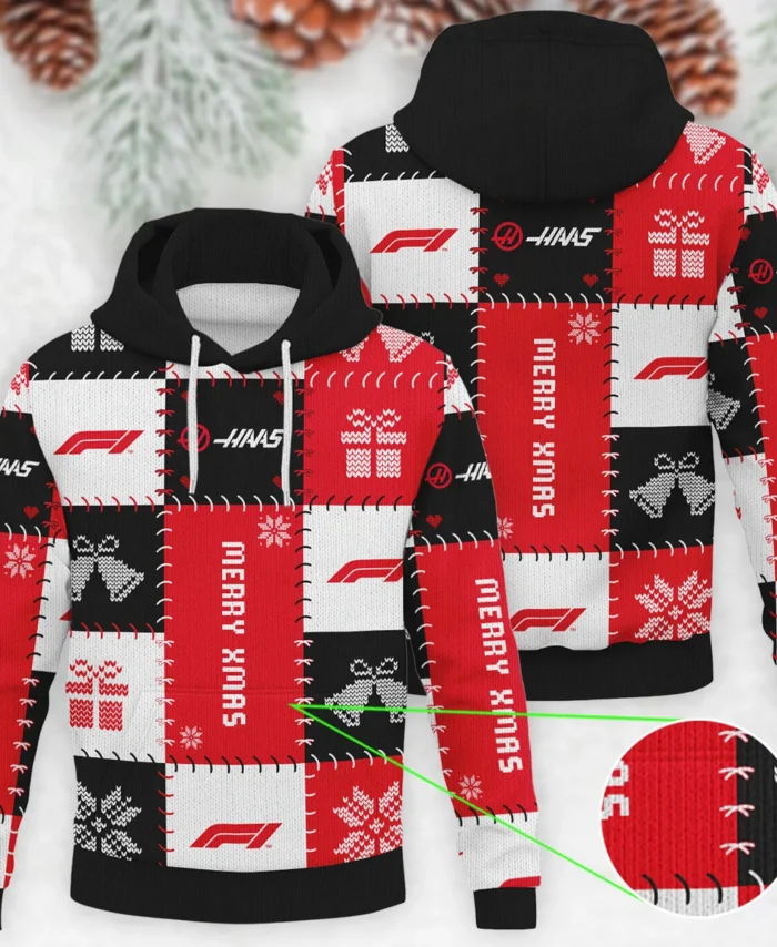 Christmas Pattern Haas Formula 1 - Knitted Hoodie BLVAF12209250A9HAAS