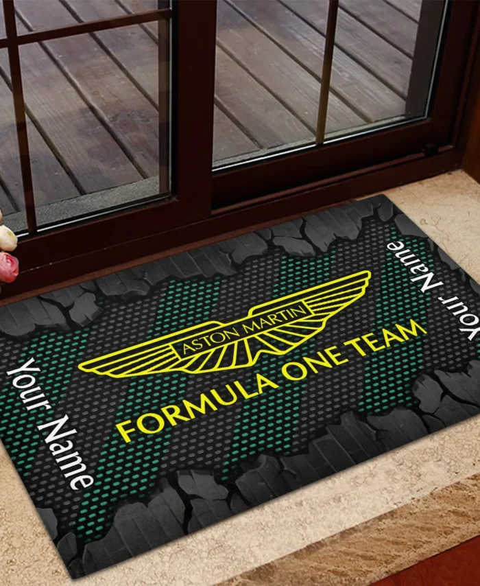 Custom Name Aston Martin F1 Rubber Base Doormat - All Over Print BLF1139A11AM