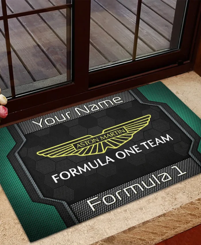 Custom Name Aston Martin F1 Rubber Base Doormat - All Over Print BLF1139A2AM