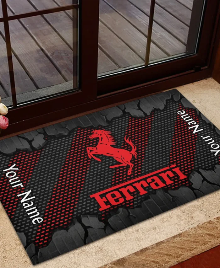 Custom Name Ferrari F1 Rubber Base Doormat - All Over Print BLF1139A11FRR