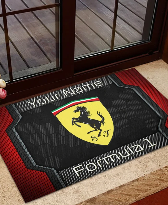 Custom Name Ferrari F1 Rubber Base Doormat - All Over Print BLF1139A2FRR