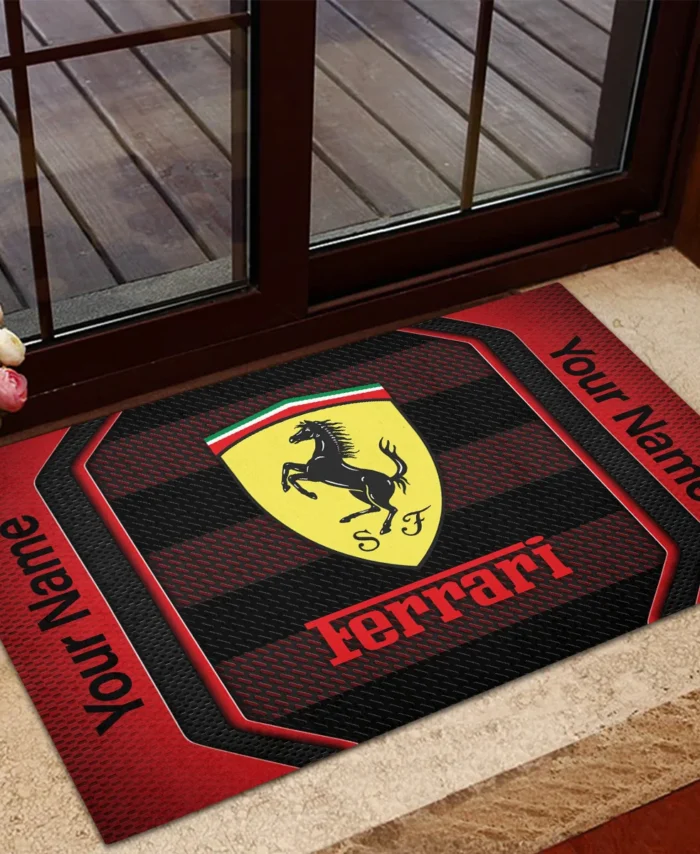 Custom Name Ferrari F1 Rubber Base Doormat - All Over Print BLF1139A4FRR
