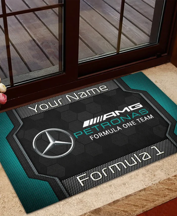 Custom Name Mercedes F1 Rubber Base Doormat - All Over Print BLF1139A2MER