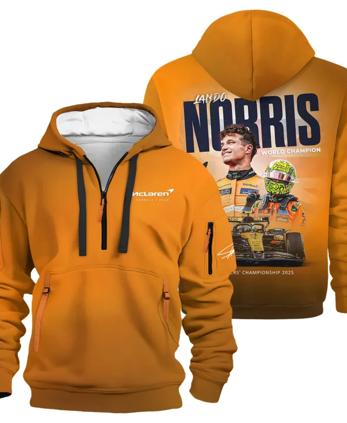 F1 Drivers' Championship 2025 Lando Norris McLaren F1 Team Hoodie Half Zip BLNRWDCA10HDF