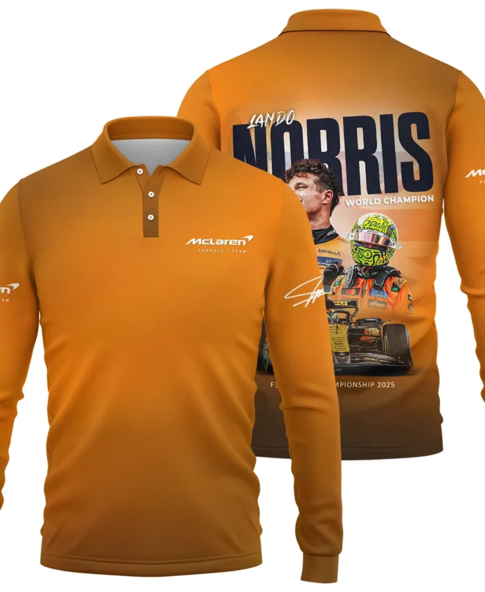 F1 Drivers' Championship 2025 Lando Norris McLaren F1 Team Long Polo Shirt BLNRWDCA10LPL