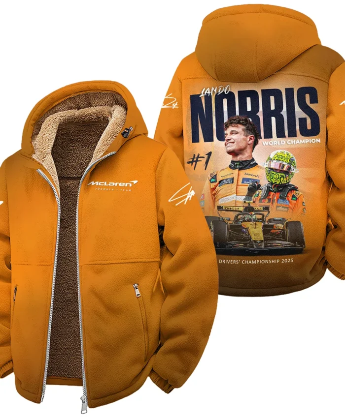 F1 Drivers' Championship 2025 Lando Norris McLaren F1 Team Winter Fleece Jacket BLNRWDCA10WFJ