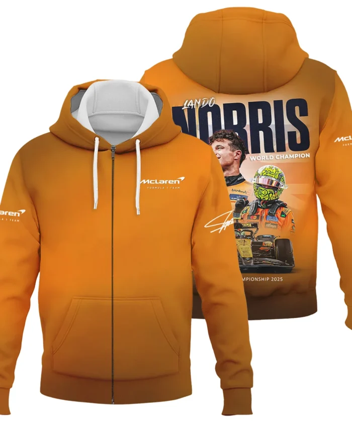 F1 Drivers' Championship 2025 Lando Norris McLaren F1 Team Zipper Hoodie BLNRWDCA10ZHD
