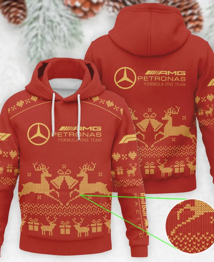 Festive Christmas Mercedes Formula 1 - Knitted Hoodie BLVAF12209250A6MER