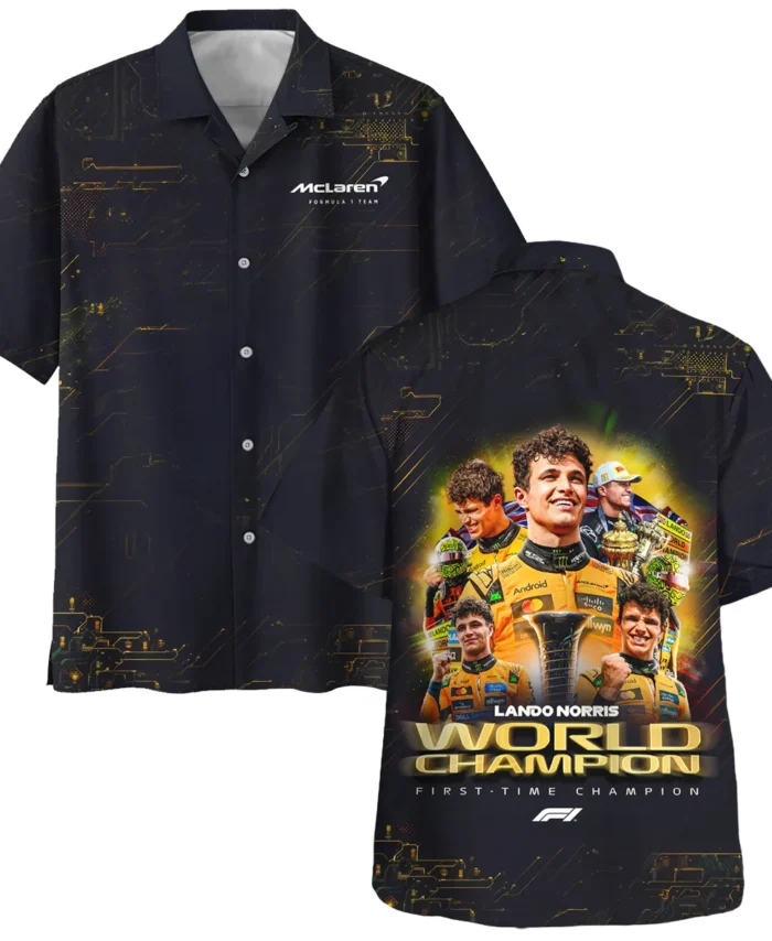 First Time Champion Lando Norris McLaren F1 Team Hawaiian Shirt BLNRWDCA11HW
