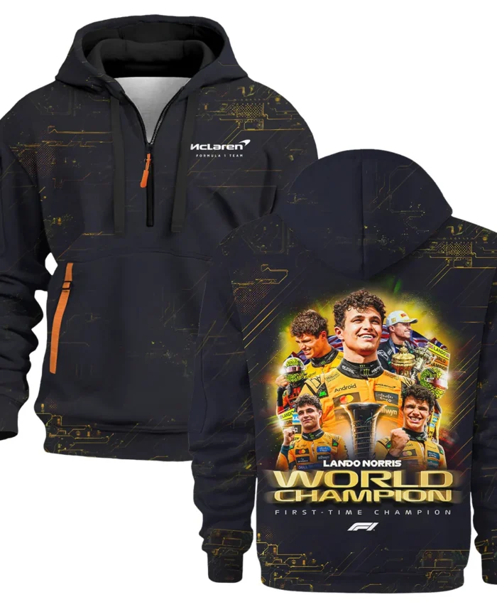First Time Champion Lando Norris McLaren F1 Team Hoodie Half Zip BLNRWDCA11HDF