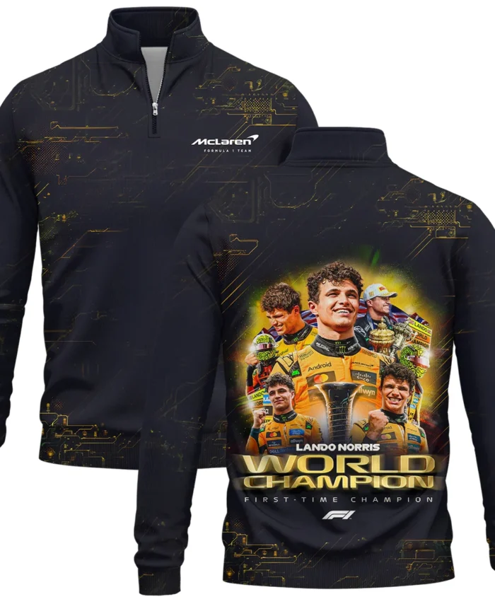 First Time Champion Lando Norris McLaren F1 Team Quarter-Zip Sweatshirt BLNRWDCA11QZS