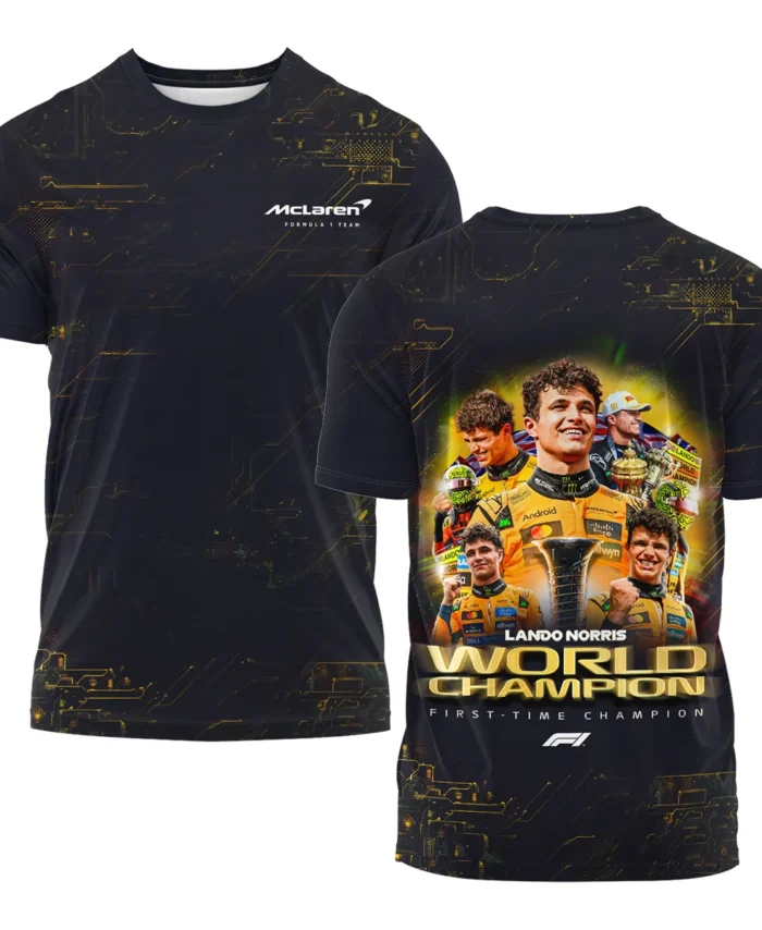 First Time Champion Lando Norris McLaren F1 Team T-Shirt BLNRWDCA11TS