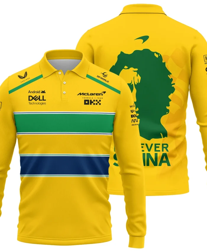 Forever Ayrton Senna McLaren F1 Exclusive Long Polo Shirt BLF13625A2LPL
