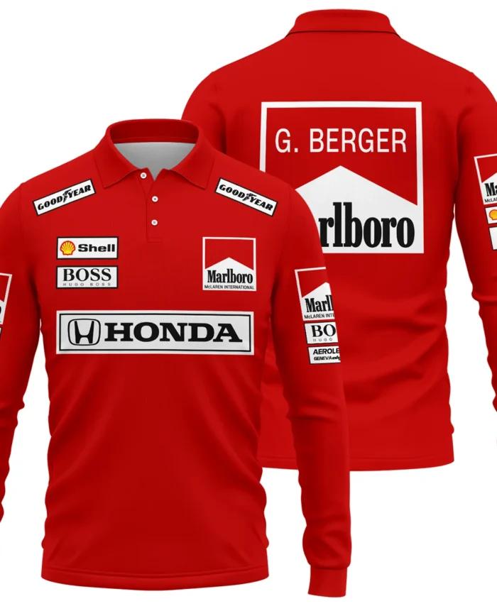 Gerhard Berger McLaren F1 Teamwear Long Polo Shirt BLGB261025A2LPL
