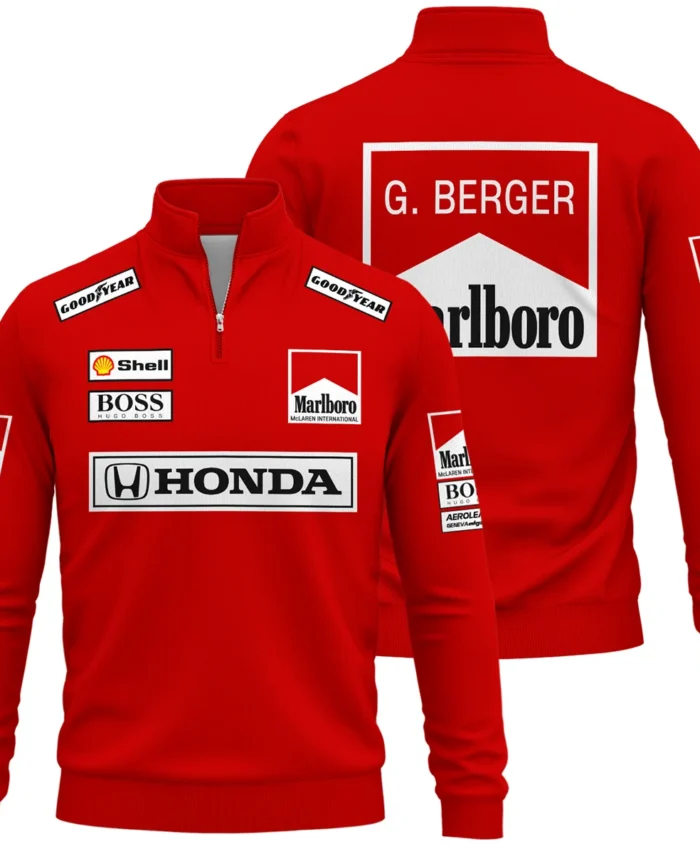 Gerhard Berger McLaren F1 Teamwear Quarter Zip Sweatshirt BLGB261025A2QZS