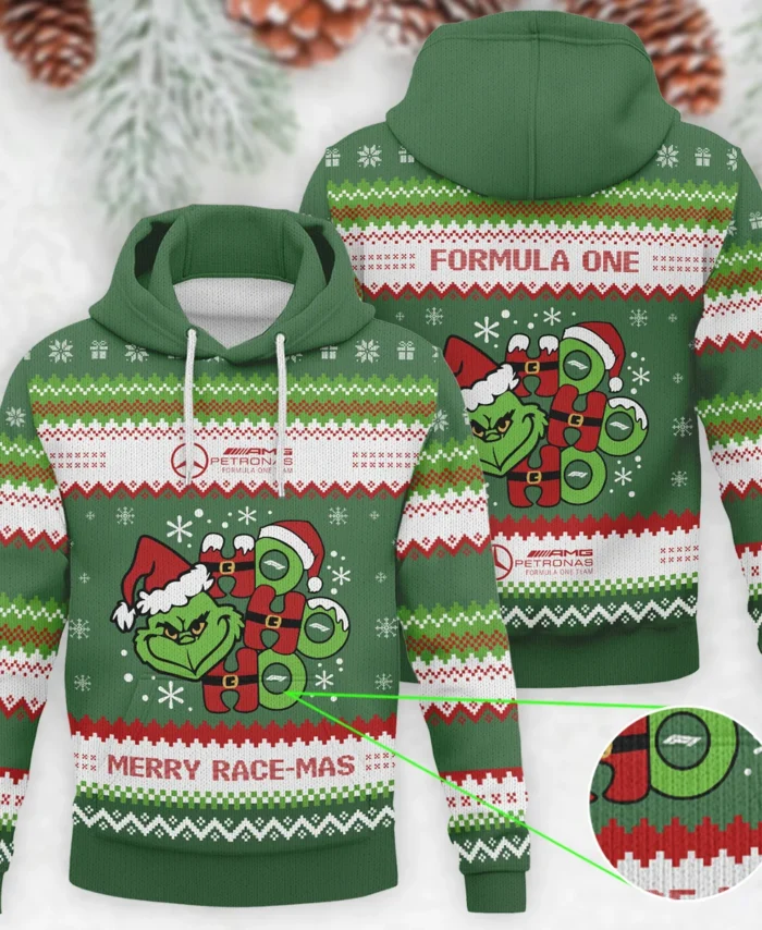 Hohoho The Grinch Mercedes Formula 1 - Knitted Hoodie BLVAF12209250A15MER