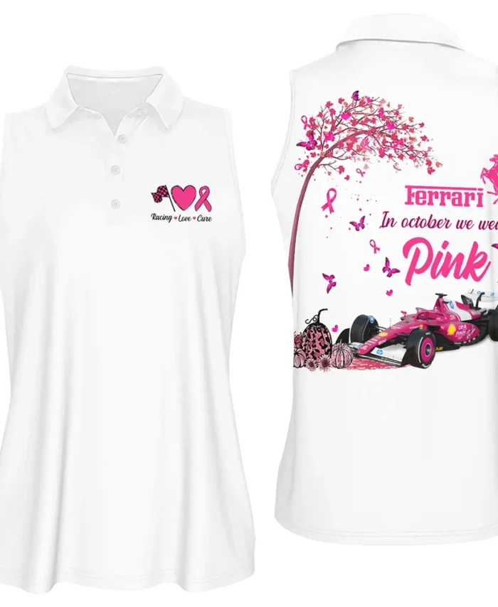 In October We Wear Pink Ferrari Exclusive Women Sleeveless Polo BLFRR7925A1VPO