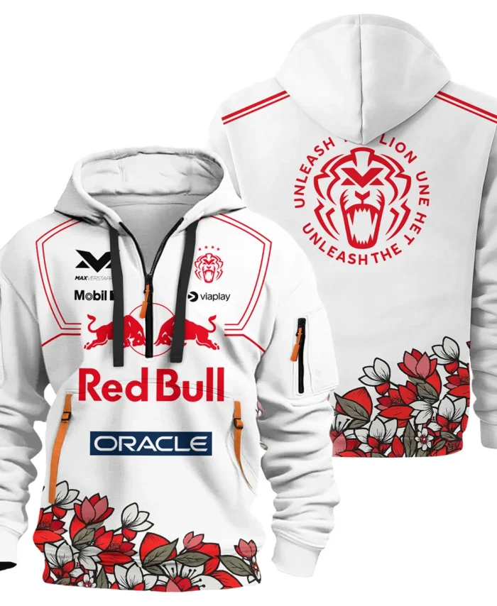 Japanese GP Unleash The Lion Max Verstappen Red Bull Racing F1 Hoodie Half Zip BLVAMV281125A5HDF