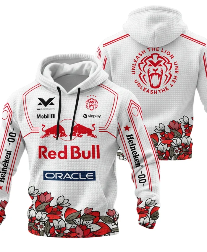 Japanese GP Unleash The Lion Max Verstappen Red Bull Racing F1 Hoodie Quilted Waffle BLVAMV281125A5HQW