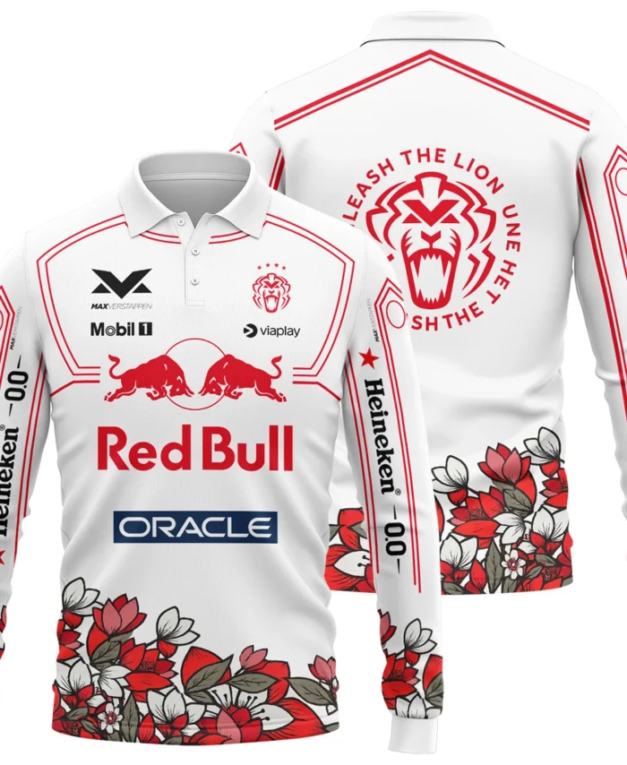 Japanese GP Unleash The Lion Max Verstappen Red Bull Racing F1 Long Polo Shirt BLVAMV281125A5LPL