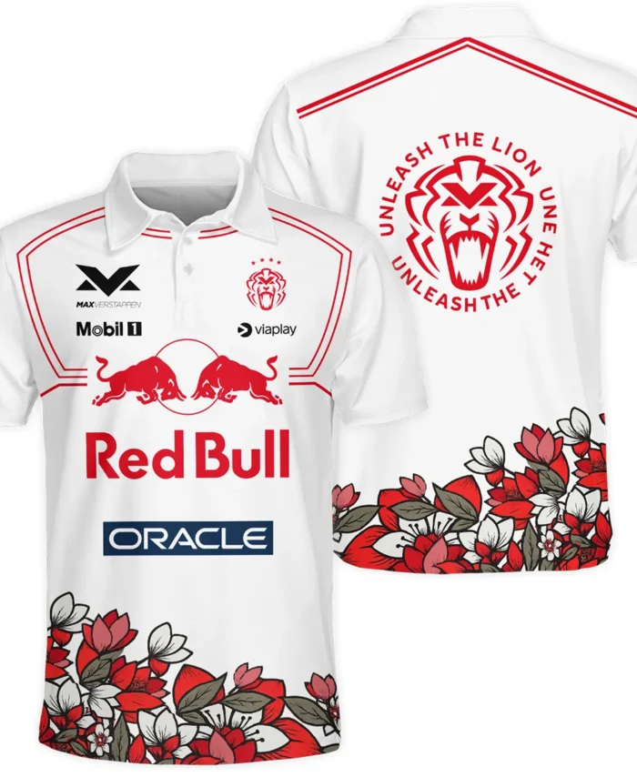 Japanese GP Unleash The Lion Max Verstappen Red Bull Racing F1 Polo Shirt BLVAMV281125A5PL