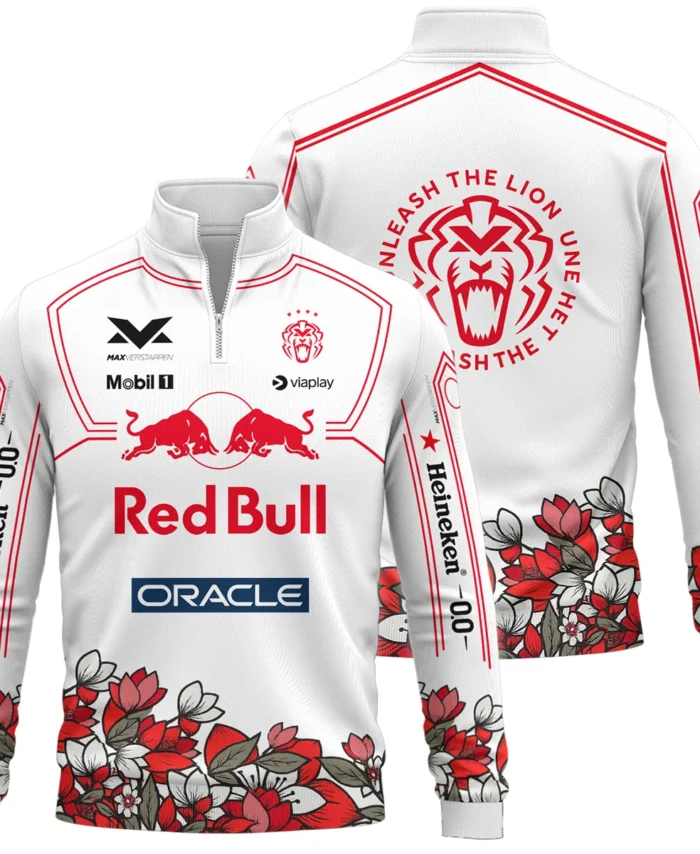 Japanese GP Unleash The Lion Max Verstappen Red Bull Racing F1 Quarter-Zip Sweatshirt BLVAMV281125A5QZS