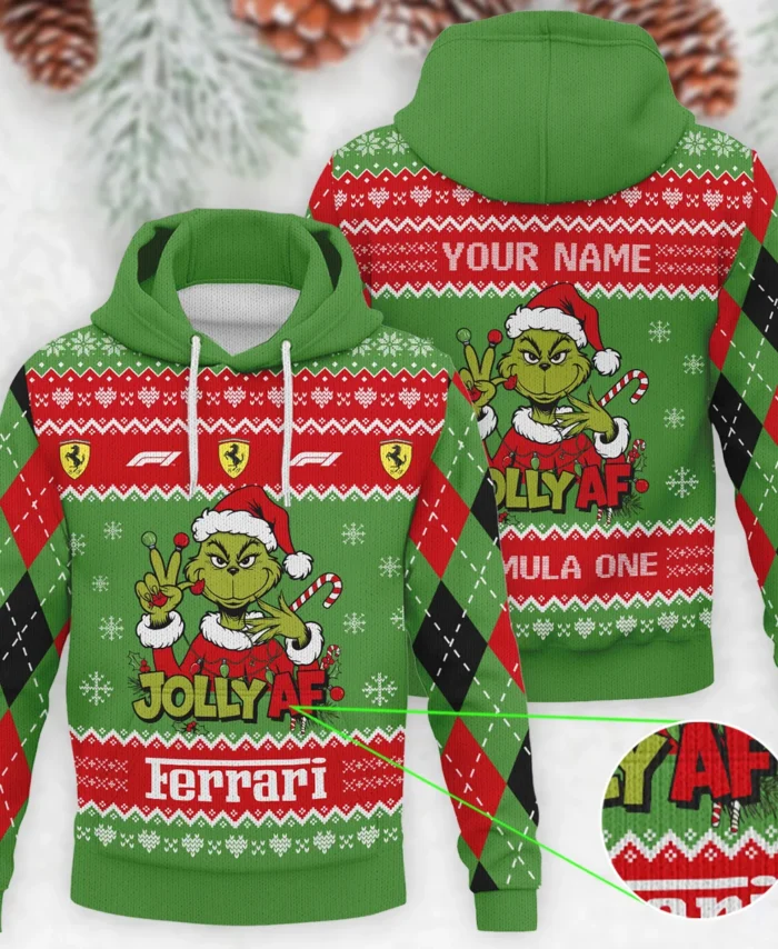 Jolly AF The Grinch Ferrari Formula 1 - Knitted Hoodie BLVAF12209250A16FRR