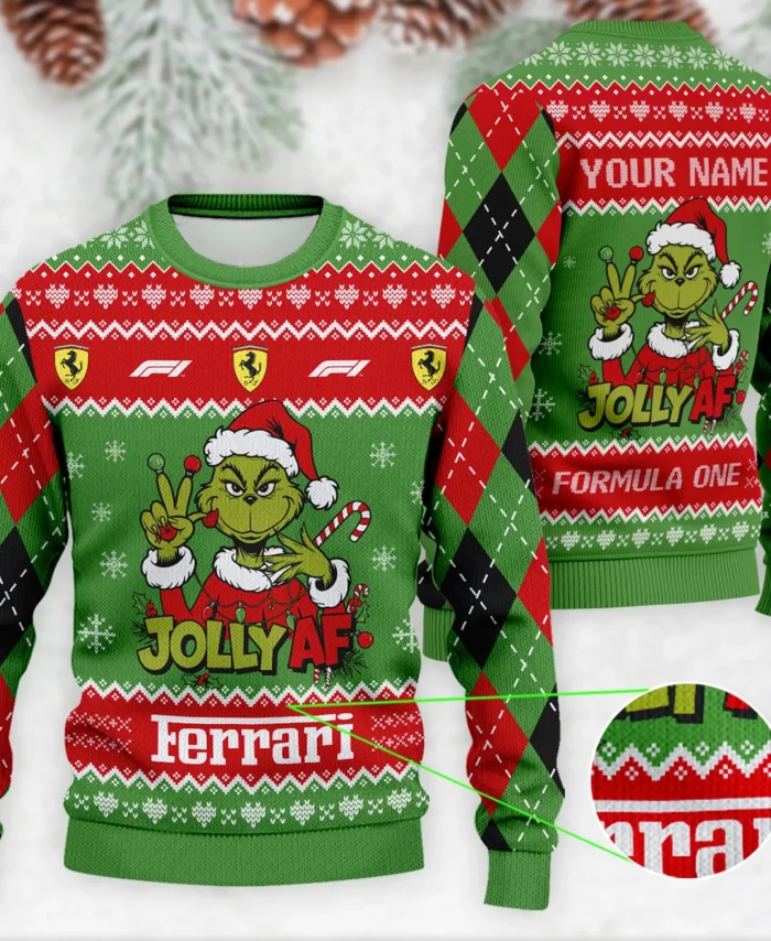 Jolly AF The Grinch Ferrari Formula 1 - Ugly Sweater BLVAF1220925A16FRR