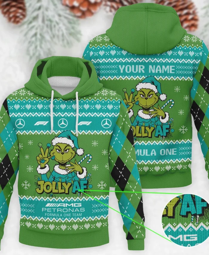 Jolly AF The Grinch Mercedes Formula 1 - Knitted Hoodie BLVAF12209250A16MER