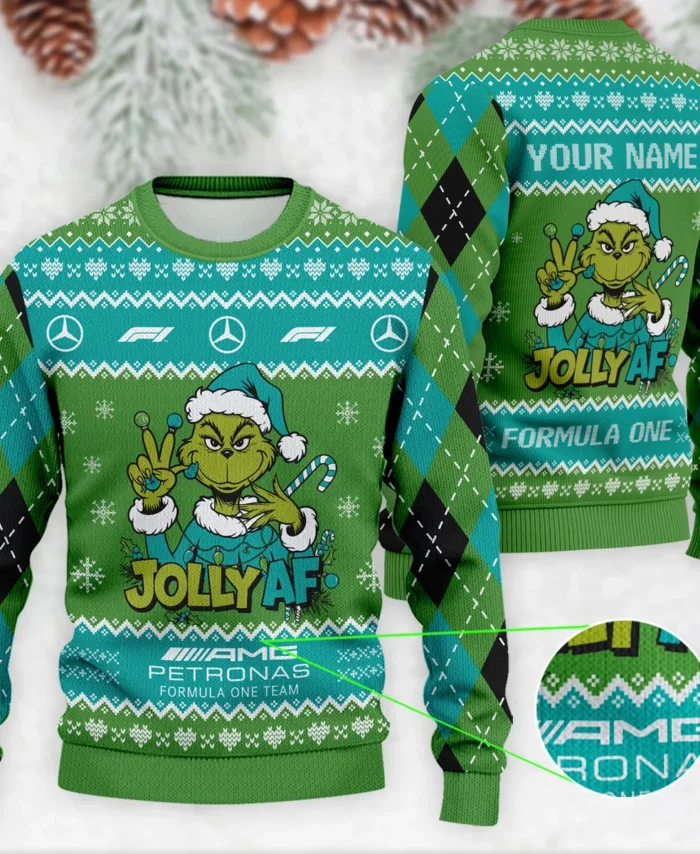 Jolly AF The Grinch Mercedes Formula 1 - Ugly Sweater BLVAF1220925A16MER