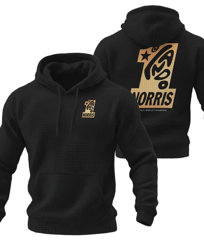Lando Norris #1 World Champion Hoodie Quilted Waffle BLVALN051225A9HQW