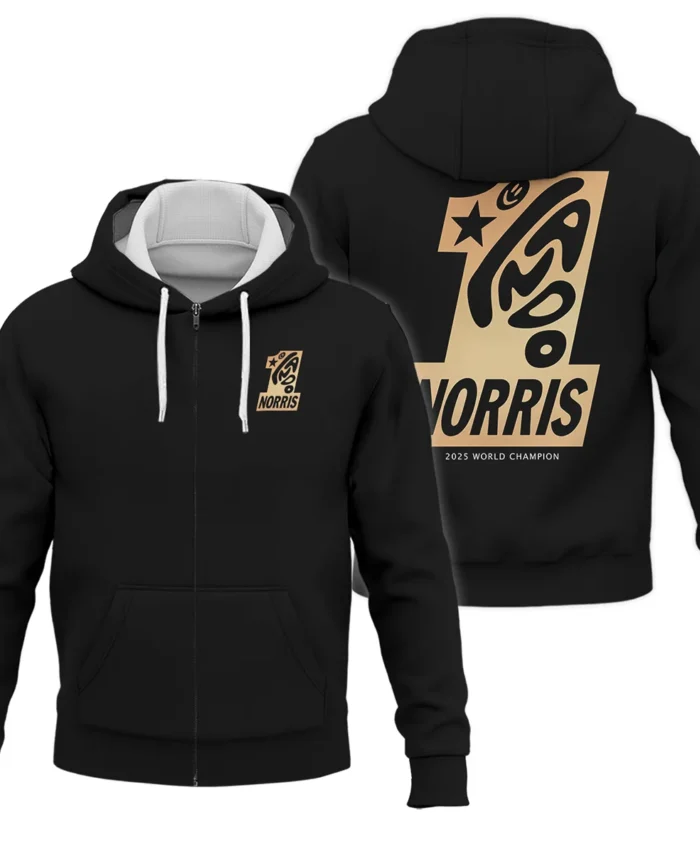 Lando Norris #1 World Champion Zipper Hoodie BLVALN051225A9ZHD