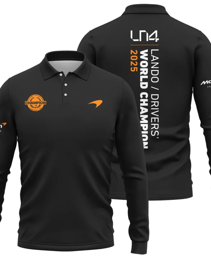 Lando Norris 2025 Drivers’ World Champion McLaren F1 Team Long Polo Shirt BLVALN051225A3LPL