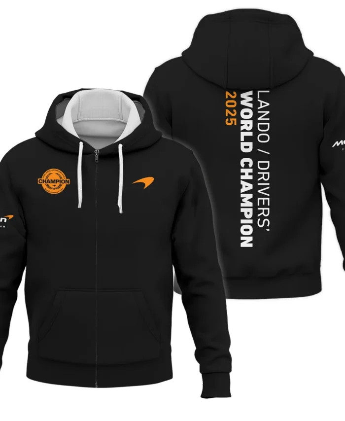 Lando Norris 2025 Drivers’ World Champion McLaren F1 Team Zipper Hoodie BLVALN051225A3ZHD