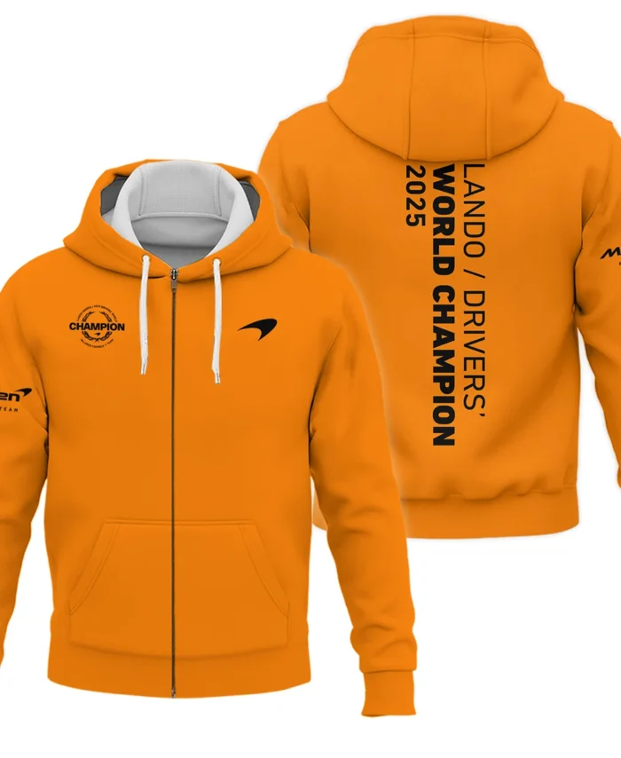 Lando Norris 2025 Drivers’ World Champion McLaren F1 Team Zipper Hoodie BLVALN051225A4ZHD